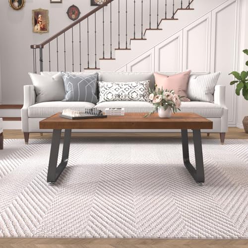 Rustic Wood Coffee Table with Metal Frame