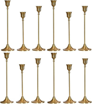 Gold Taper Candle Holders Set – Metal Candlestick Holders