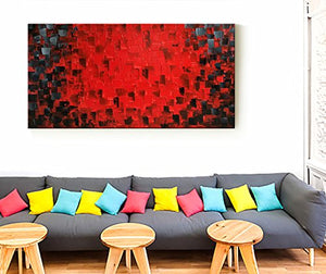 Red Abstract Canvas Wall Art – Framed Oil Painting