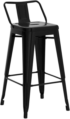 Metal Counter Height Bar Stools Set of 4 with Backrest and Footrest