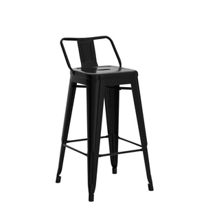 Metal Counter Height Bar Stools Set of 4 with Backrest and Footrest