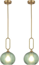 Amber Globe Pendant Light with Brushed Brass Rods