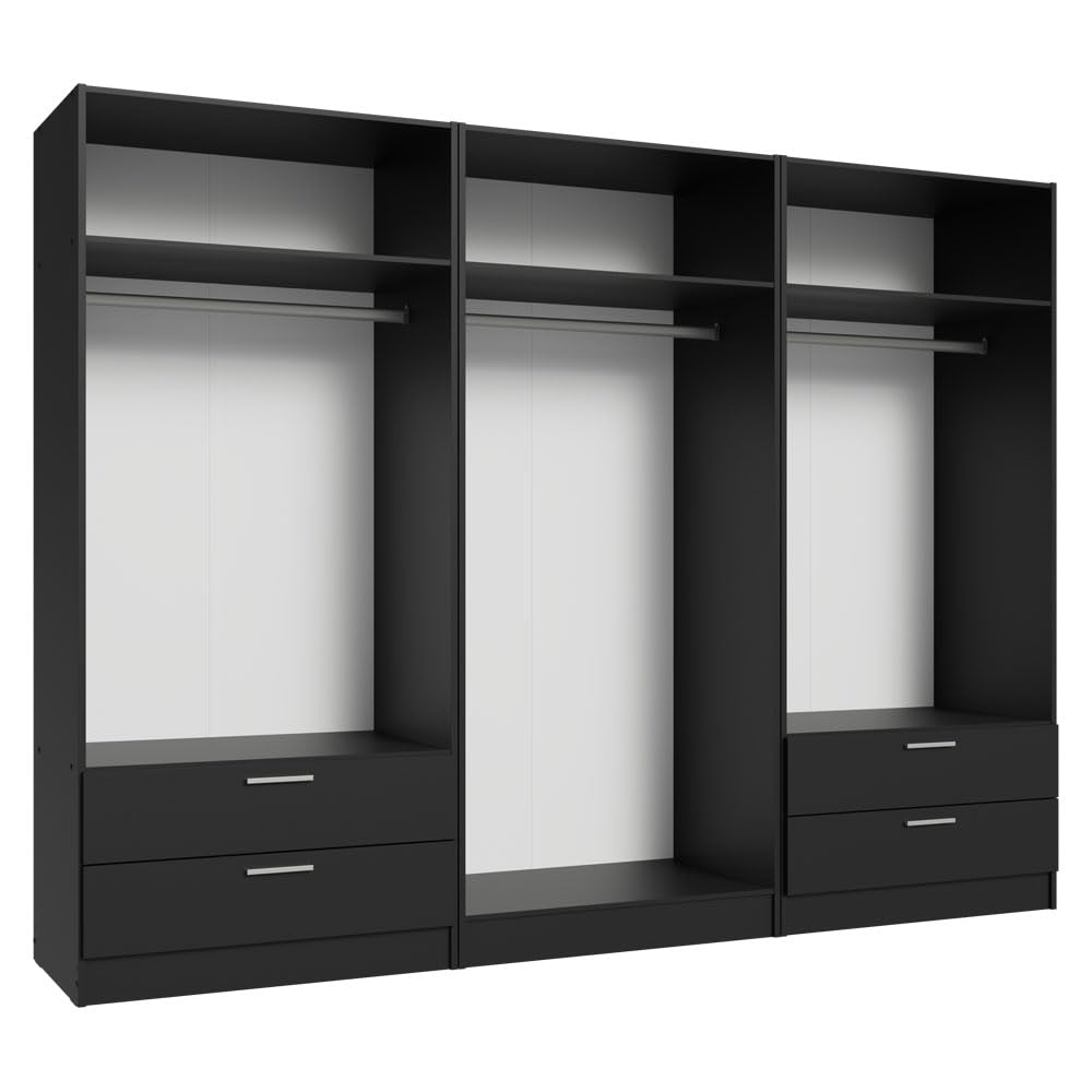 6-Door 4-Drawer Wardrobe with Shelves & Hanging Space