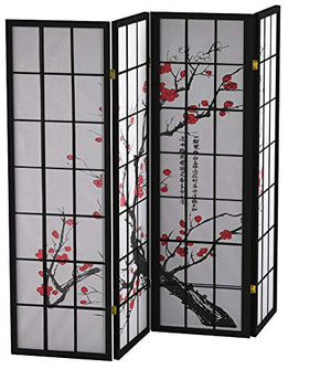 6-Panel Plum Blossom Folding Room Divider