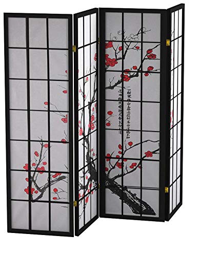 6-Panel Plum Blossom Folding Room Divider