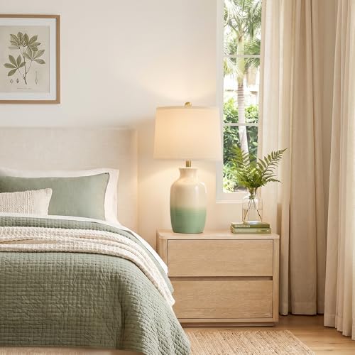 24" Farmhouse Table Lamp – Hand-Textured Ceramic Ombre