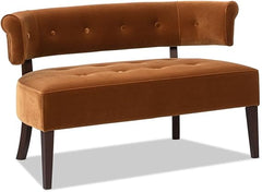 Mid-Century Upholstered Tufted Entryway Bench with Back Settee