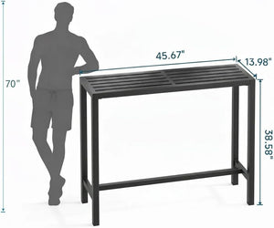 45-Inch Outdoor Bar Height Table – Carbon Steel Frame & Weatherproof HDPE Top