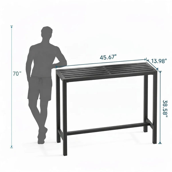 45-Inch Outdoor Bar Height Table – Carbon Steel Frame & Weatherproof HDPE Top