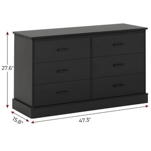 6-Drawer Double Dresser – Wide Wood Storage Chest with Metal Handles