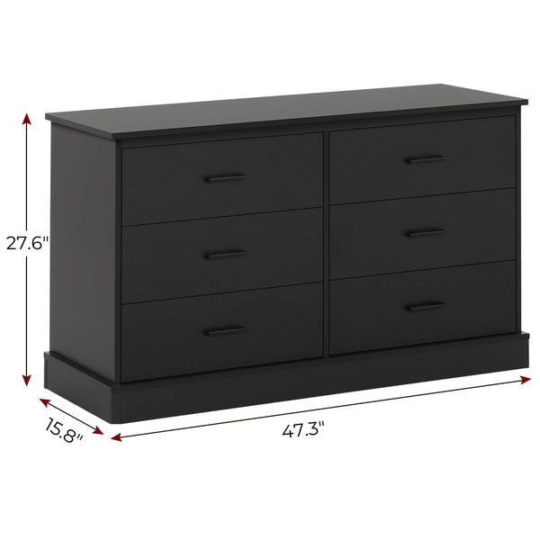 6-Drawer Double Dresser – Wide Wood Storage Chest with Metal Handles