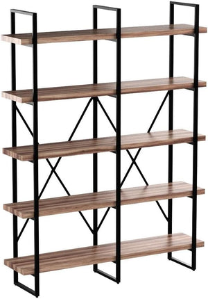 Double Wide 5-Tier Industrial Bookshelf