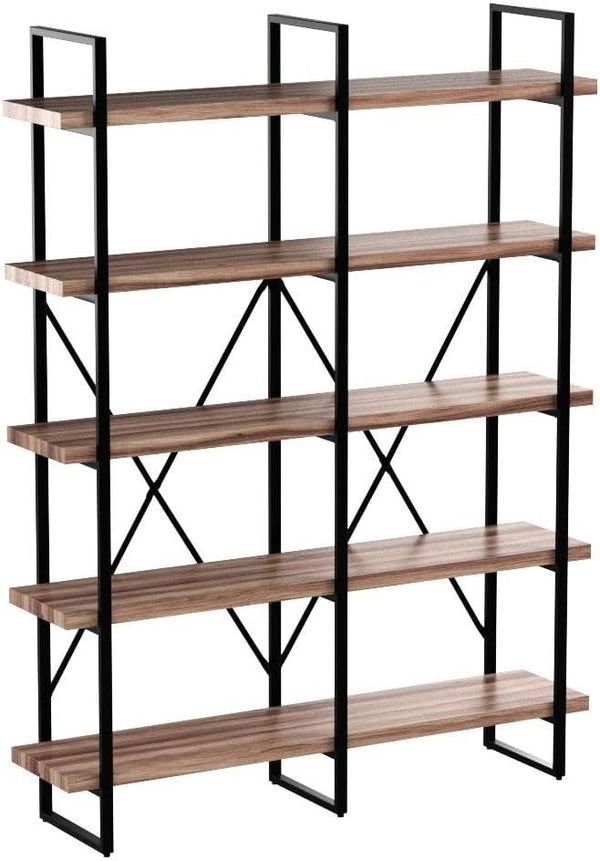 Double Wide 5-Tier Industrial Bookshelf