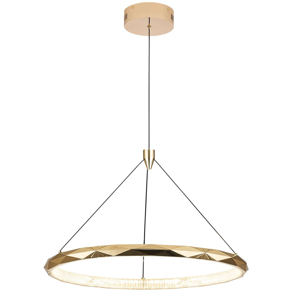 Gold Ring LED Pendant Light – Dimmable Geometric Chandelier