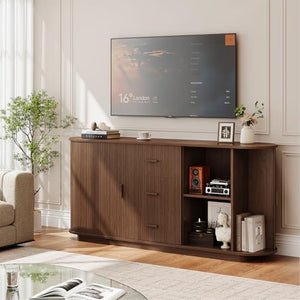 63" Fluted Sideboard Buffet Cabinet with 3 Drawers & 2 Doors
