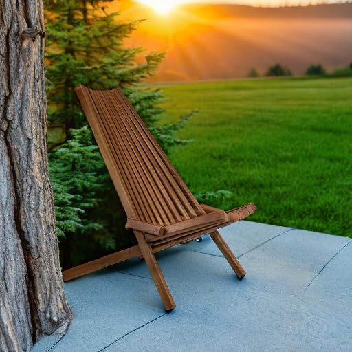 Folding Acacia Wood Adirondack Chair – Low Profile Outdoor Patio Chair
