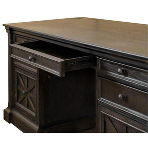 66" Wood Double Pedestal Executive Desk – Dark Brown