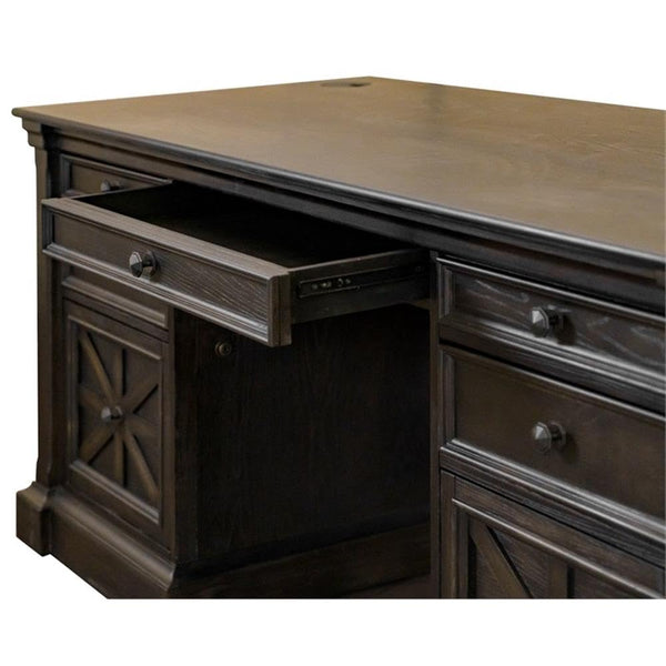 66" Wood Double Pedestal Executive Desk – Dark Brown
