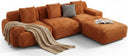VK·LIVING 113" Cloud Sectional Couch, Deep Seat Boneless Sofa with Wide Armrests, Modular Plush Corduroy Memory Foam Couch for Living Room Office, No Assembly Needed, Orange