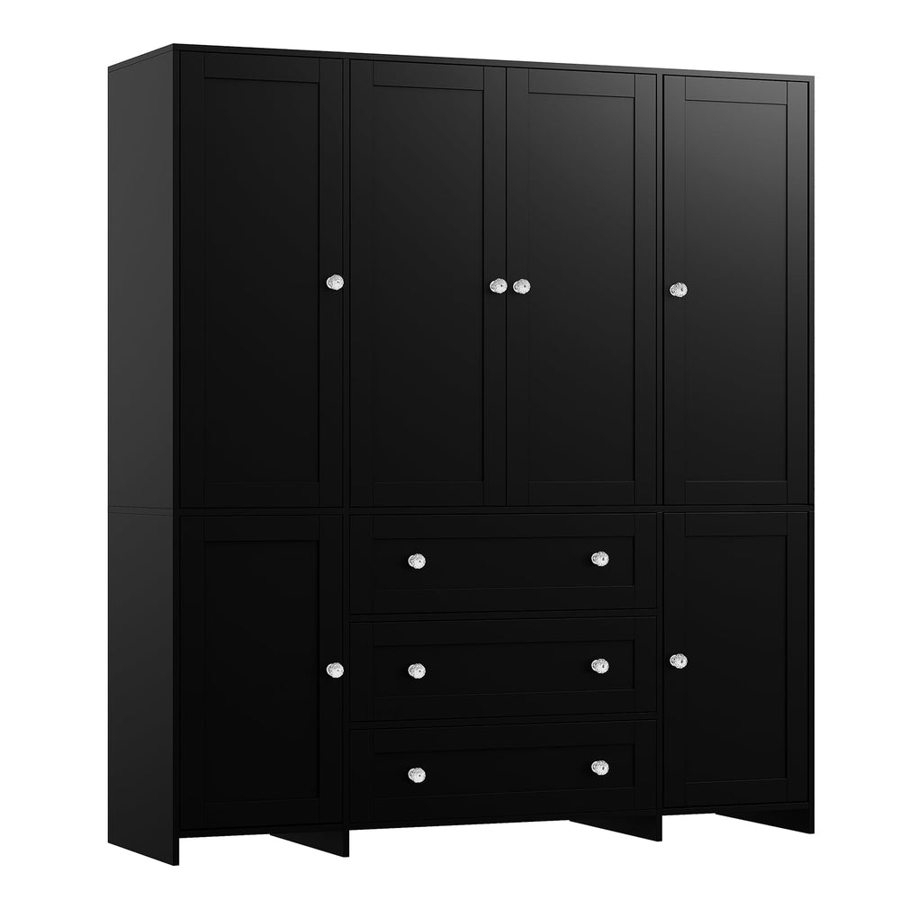Armoire Wardrobe Closet with Mirror, Drawers & Hanging Rod