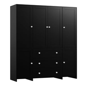 Armoire Wardrobe Closet with Mirror, Drawers & Hanging Rod