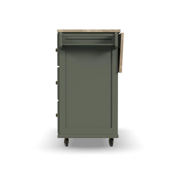 Rolling Kitchen Island Cart with Drop-Leaf Breakfast Bar