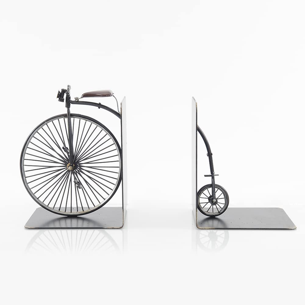 Vintage High Wheeler Bicycle Bookends – Iron Metal, Black