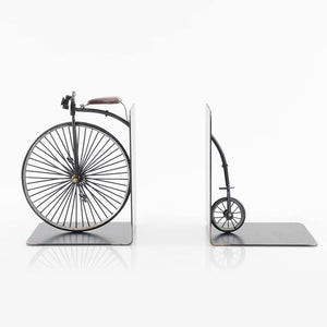 Vintage High Wheeler Bicycle Bookends – Iron Metal, Black