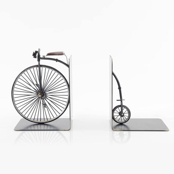 Vintage High Wheeler Bicycle Bookends – Iron Metal, Black