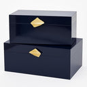 Decorative Wooden Storage Boxes with Gold Accent – Set of 2