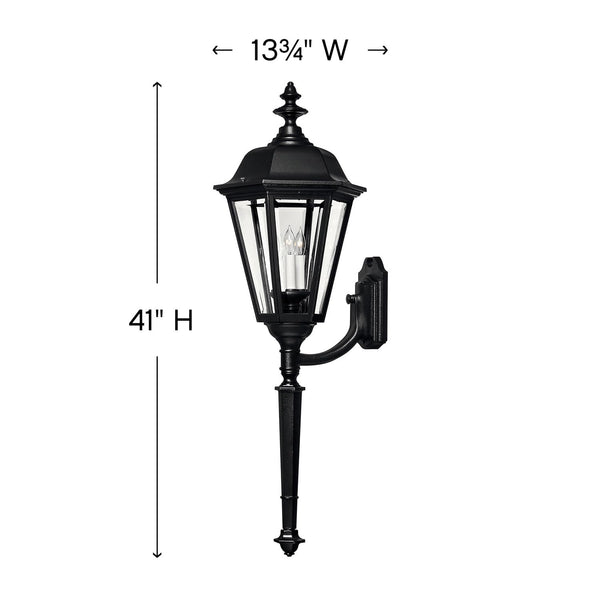 Traditional Black Outdoor Wall Lantern – Aluminum with Beveled Glass