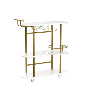 4-Tier Rolling Bar Cart with Wine Rack & Glass Holder