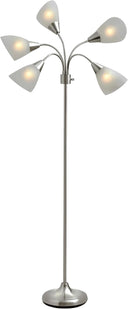 5-Head Arc Floor Lamp with Adjustable Gooseneck Shades