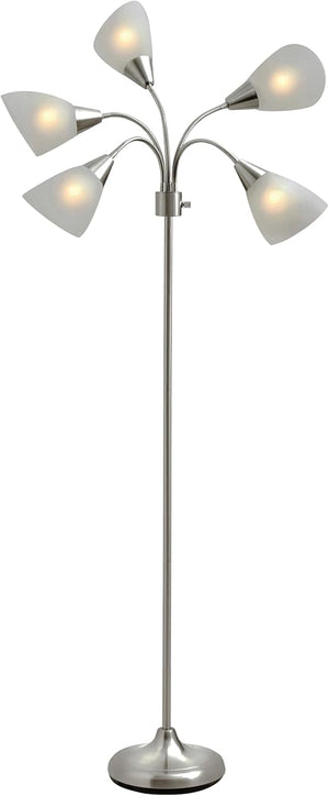 5-Head Arc Floor Lamp with Adjustable Gooseneck Shades