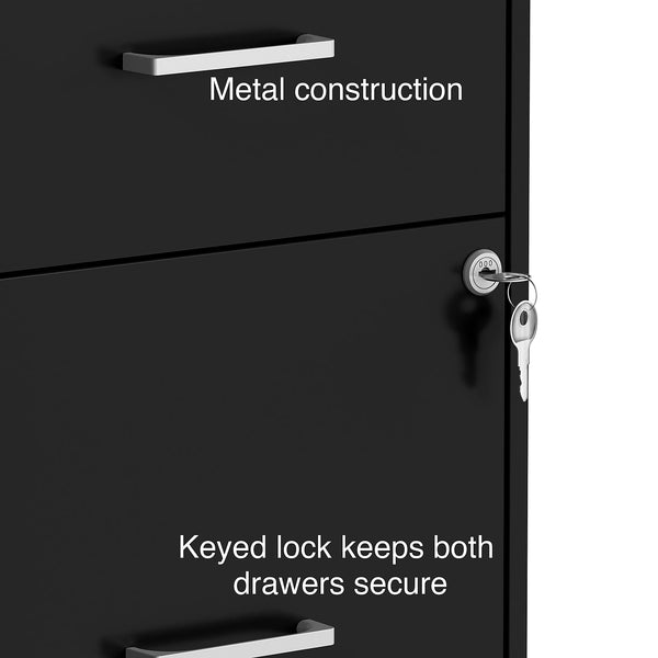 2-Drawer Vertical File Cabinet with Lock – Letter Size, Metal