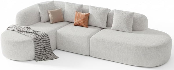 114" Curved Modular Sectional Sofa with Chaise, L-Shape, No Assembly