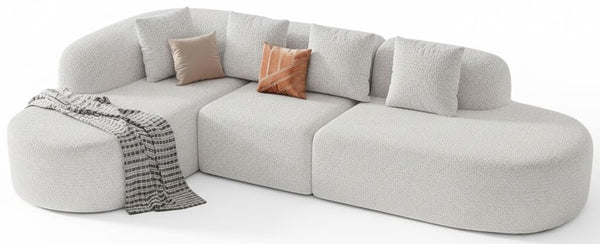 114" Curved Modular Sectional Sofa with Chaise, L-Shape, No Assembly