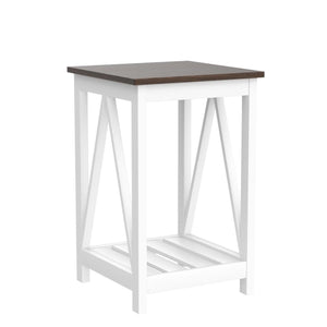 Farmhouse End Table with Storage Shelf – 2 Pack