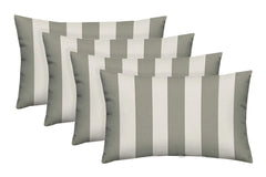 Outdoor Lumbar Throw Pillows Set of 4 – 20" x 12" Grey & White Stripe