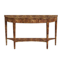 Demilune Console Table – Burl Wood Veneer, 54"W x 15"D x 32"H