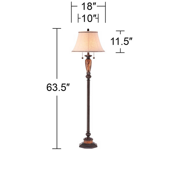 Industrial Vintage Floor Lamp 63.5" Bronze with Linen Bell Shade