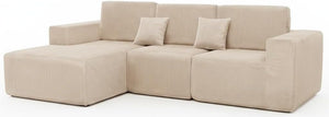 3-Piece Modular Cloud Sectional Sofa – Corduroy, No Assembly Required