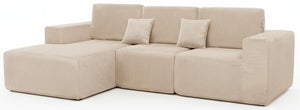 3-Piece Modular Cloud Sectional Sofa – Corduroy, No Assembly Required