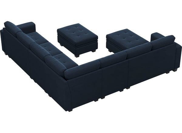 Velvet Modular L-Shape Sectional Sofa with Storage Ottoman