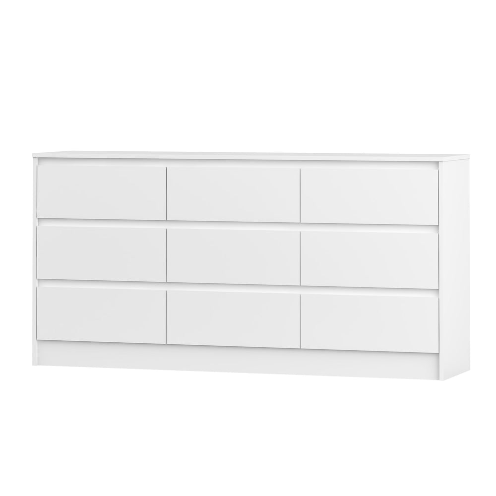 9-Drawer Horizontal Wood Dresser – White