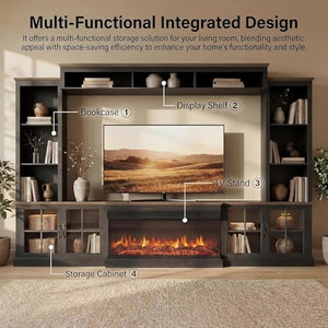 98" Farmhouse TV Stand with Fireplace & Barn Doors