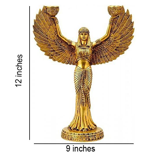Brass Egyptian Isis Statue with Candle Holder