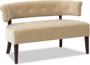 Mid-Century Modern Tufted Bench Settee with Split Back & Recessed Arms