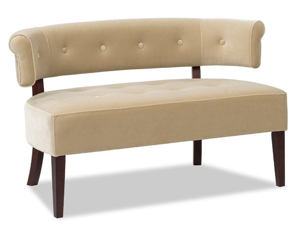 Mid-Century Modern Tufted Bench Settee with Split Back & Recessed Arms