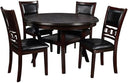 5-Piece Round Dining Set with Storage Shelf & Upholstered Chairs